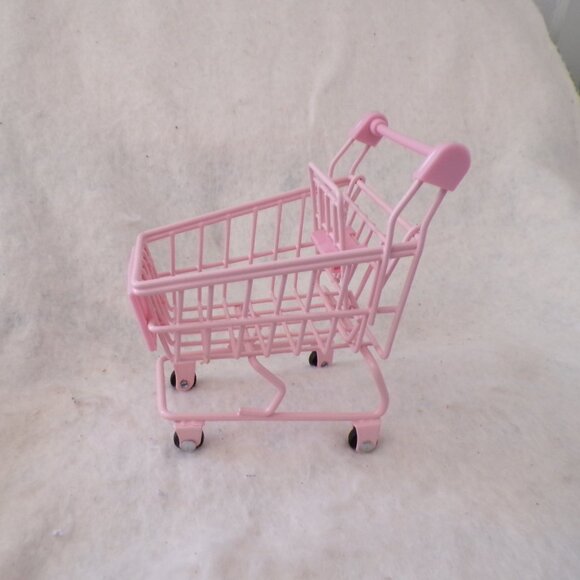Mini Grocery Shopping Cart Market Basket Metal Pink - Picture 4 of 7